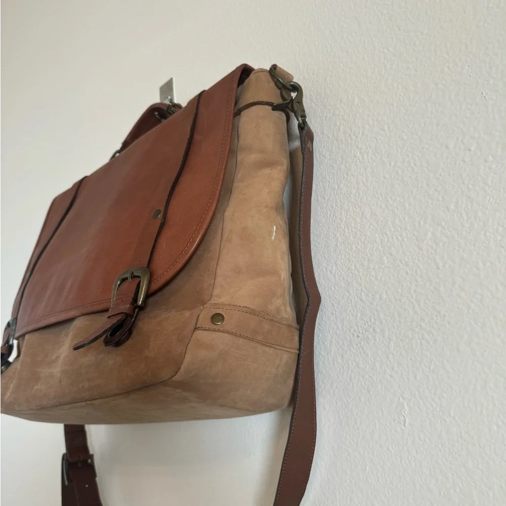 Unisex Crossbody Bag Leather Laptop Messenger Bag Briefcase Buckles